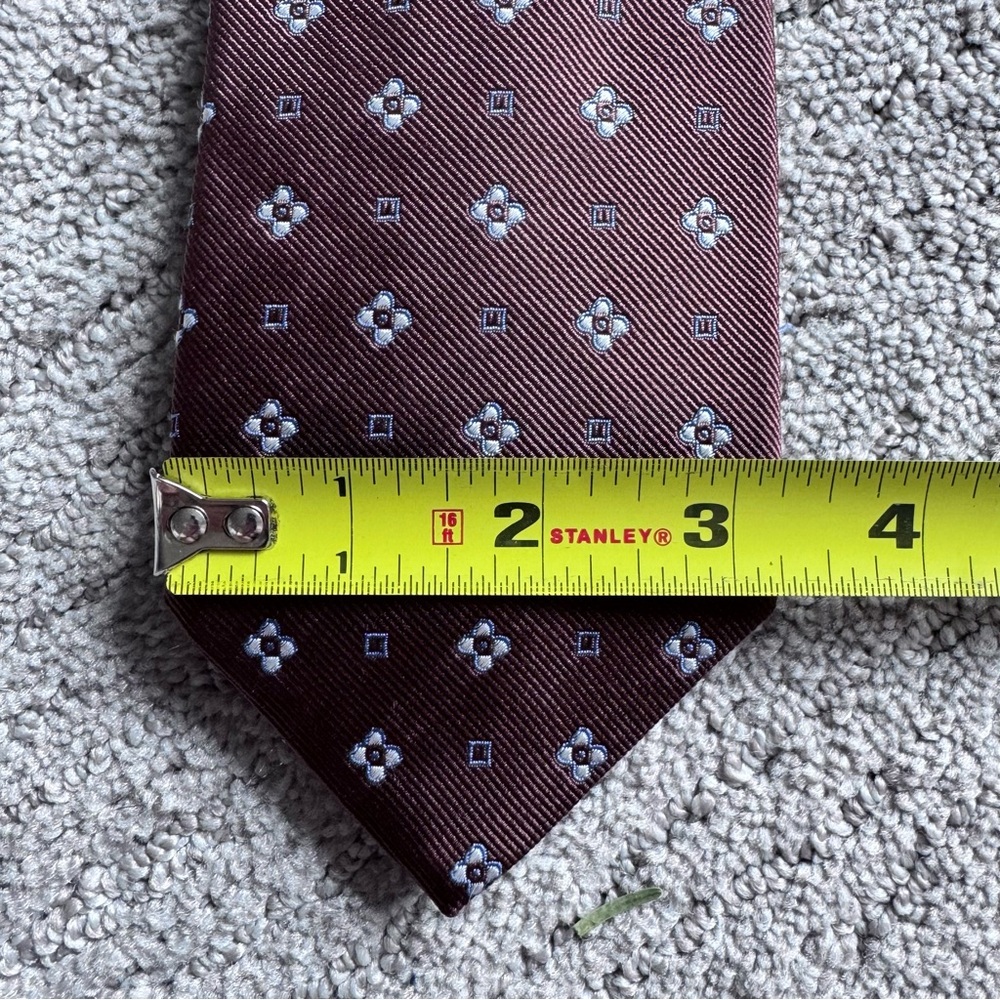 2/$20 Brooks Brothers Silk Tie Brown Geometric Floral Made in USA - Picture 6 of 8